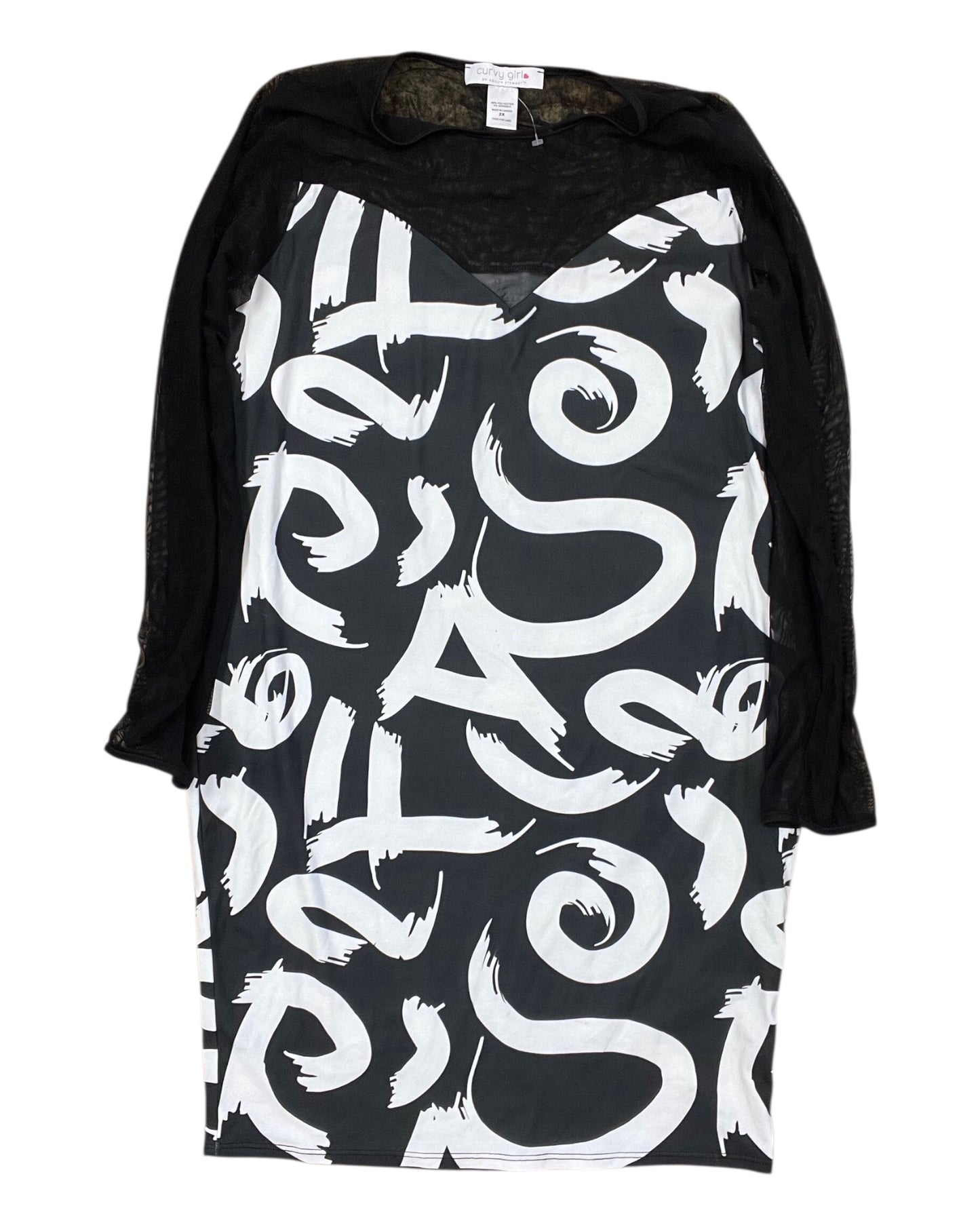 Dress Casual Midi By Ashley Stewart In Black & White, Size:2X