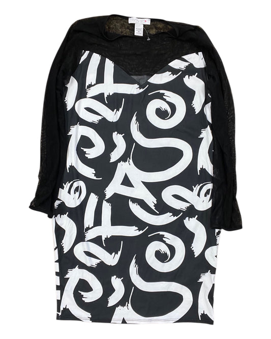 Dress Casual Midi By Ashley Stewart In Black & White, Size:2X