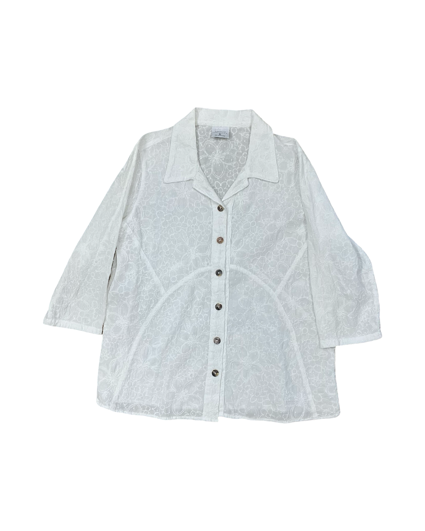 Blouse 3/4 Sleeve By Clothes Mentor In White, Size:S
