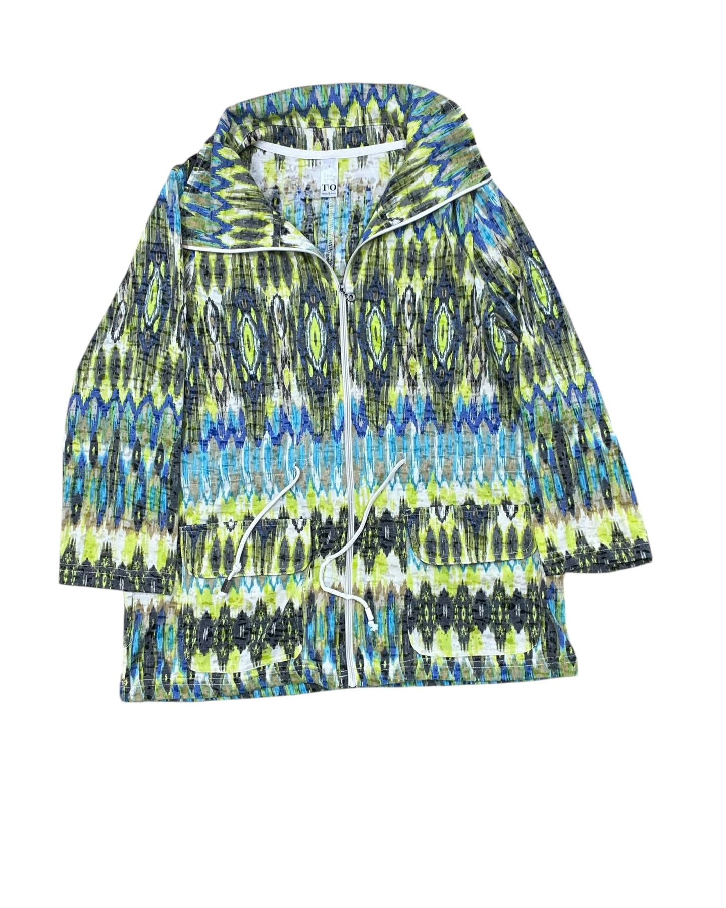 Jacket Other By Clothes Mentor In Cream & Green, Size:L
