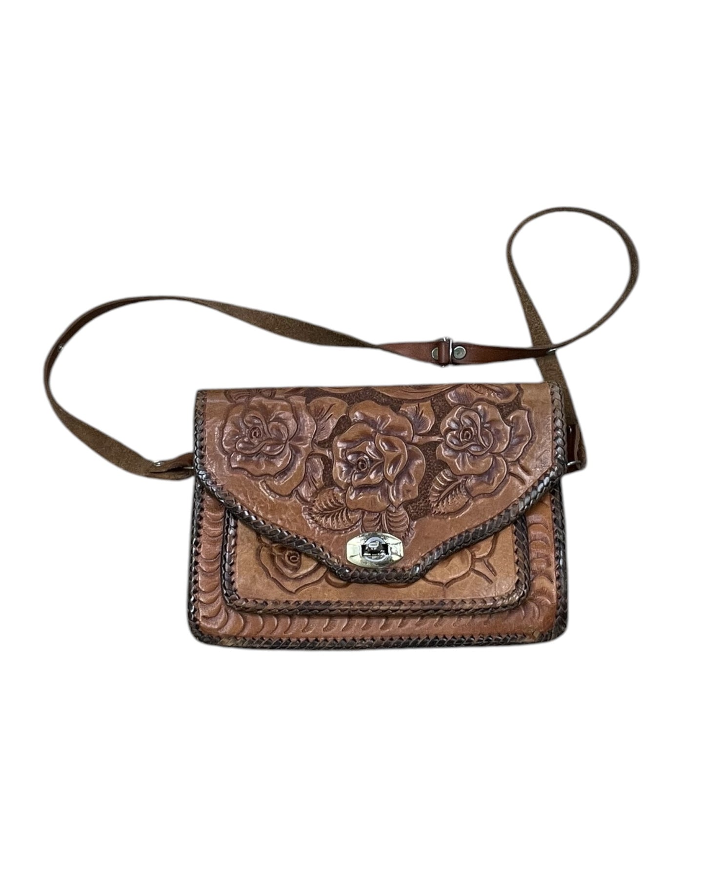 Handbag Leather By Clothes Mentor In Brown, Size:Medium