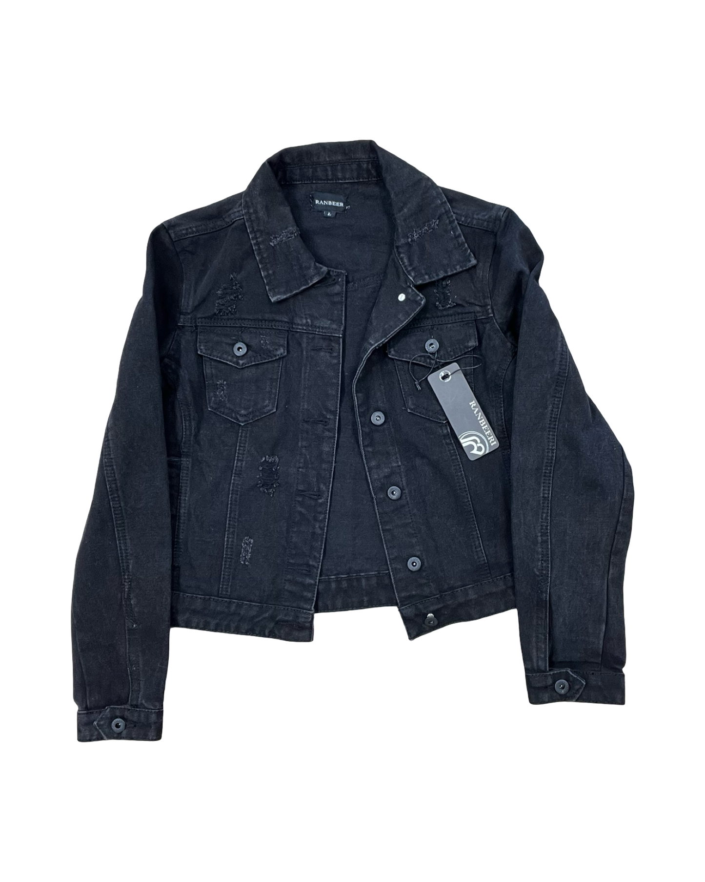 Jacket Denim By Clothes Mentor In Black, Size:L