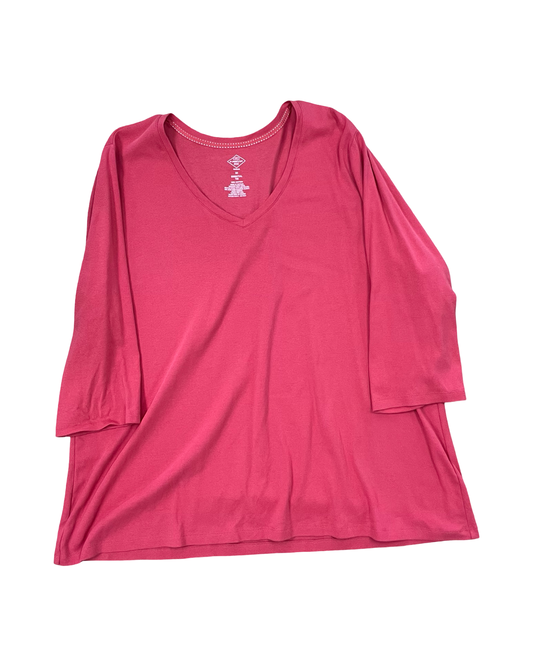 Top 3/4 Sleeve Basic By St Johns Bay In Red, Size:3X