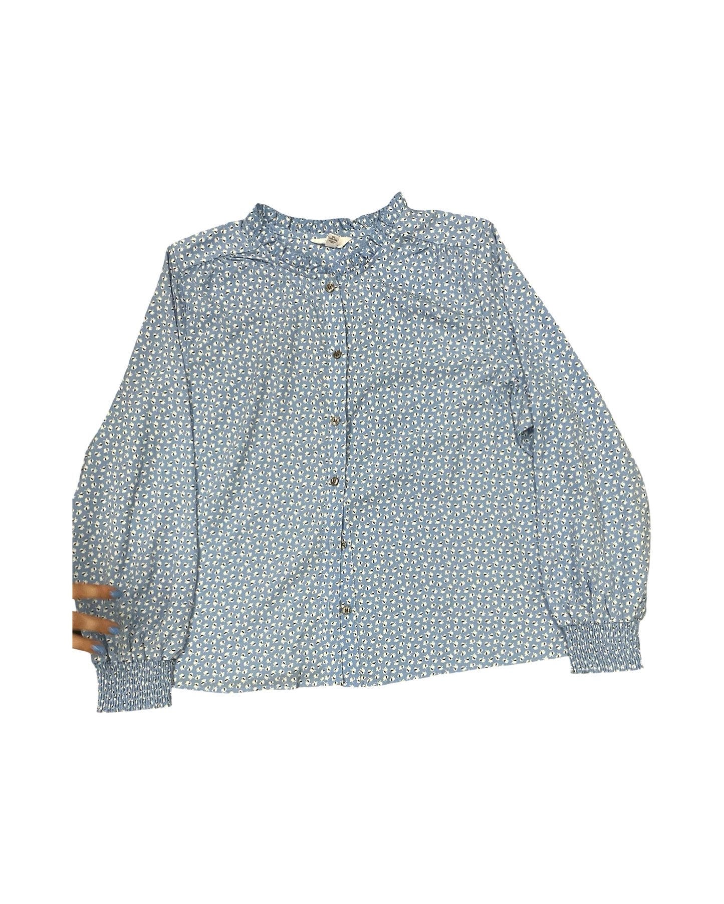 Blouse Ls By Time And Tru In Blue, Size:Xl