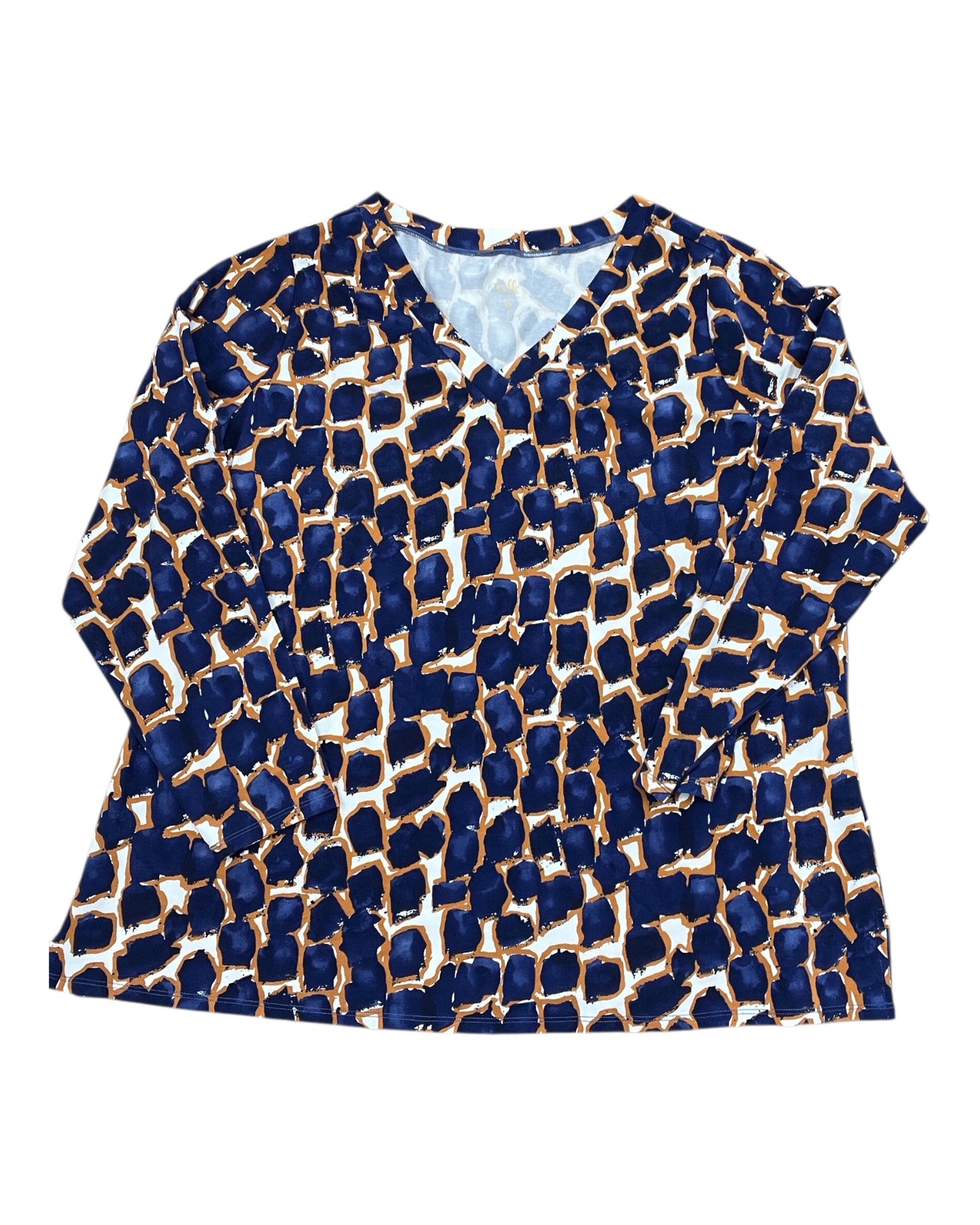 Top Ls By Clothes Mentor In Blue & White, Size:1X
