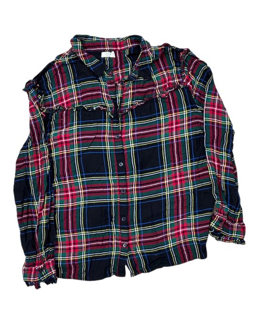 Blouse Ls By Harper In Green & Red, Size:L