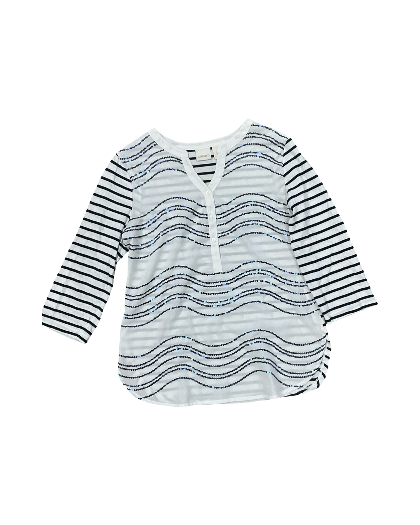Top Ls By Chicos In Blue & White, Size:S