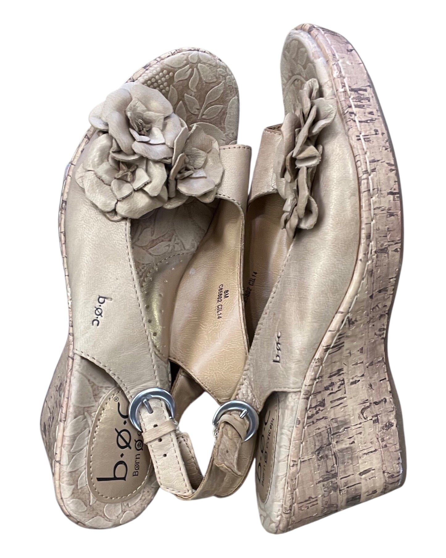 Sandals Heels Wedge By Boc In Tan, Size:8