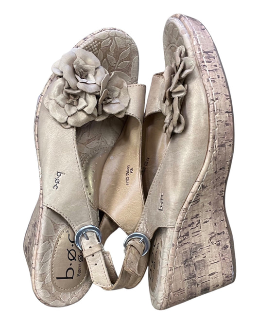 Sandals Heels Wedge By Boc In Tan, Size:8