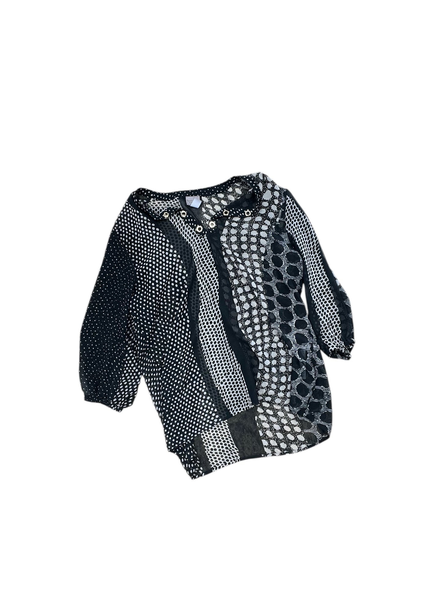 Top 3/4 Sleeve By Easywear By Chicos In Black & Tan, Size:M
