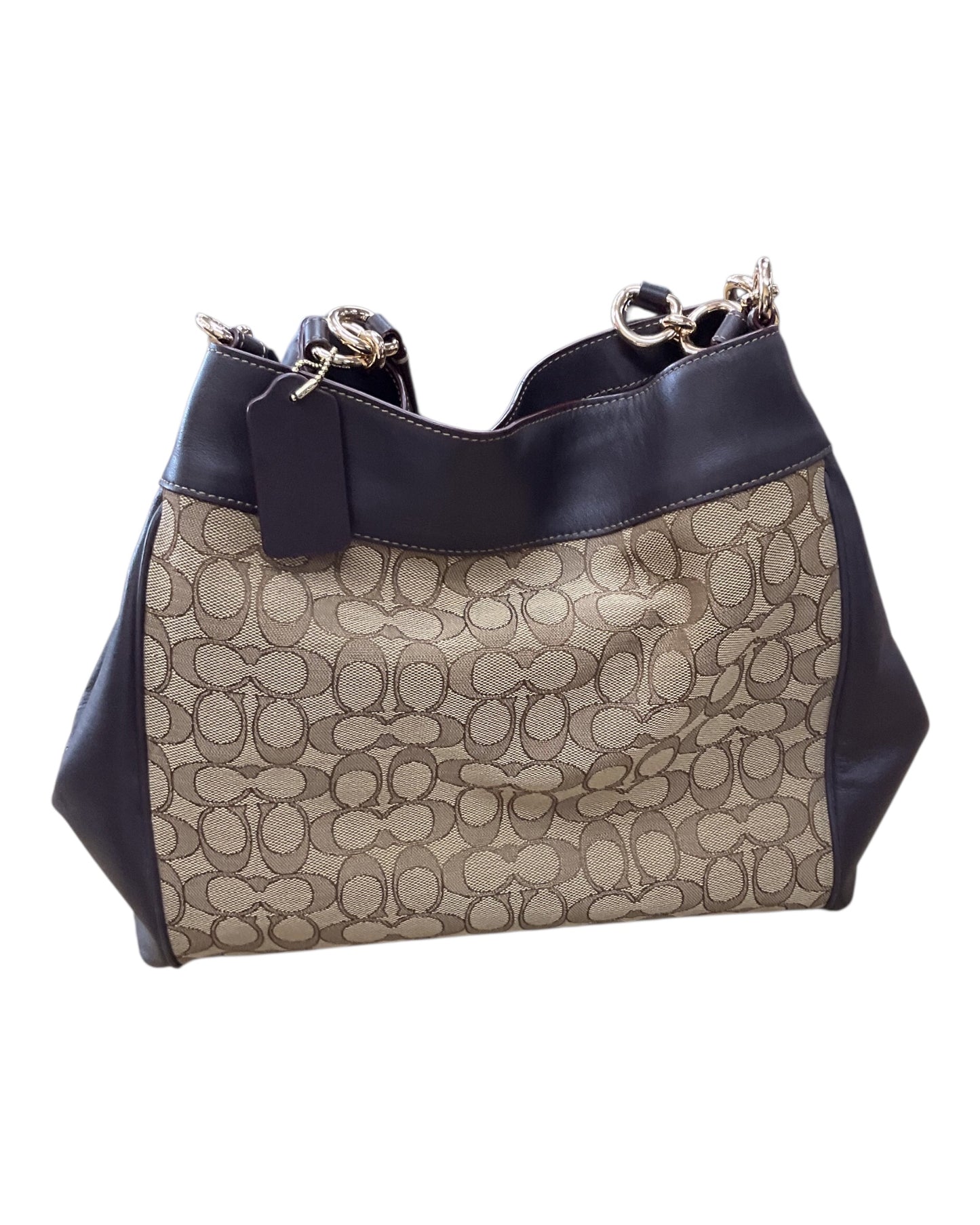Handbag Designer By Coach In Black & Brown, Size:Medium