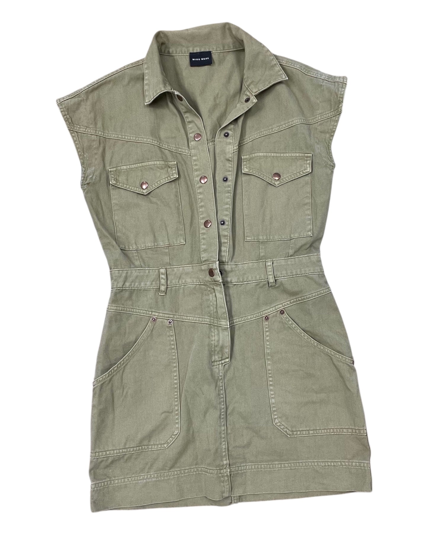 Dress Casual Midi By Miou Muse In Green, Size:M