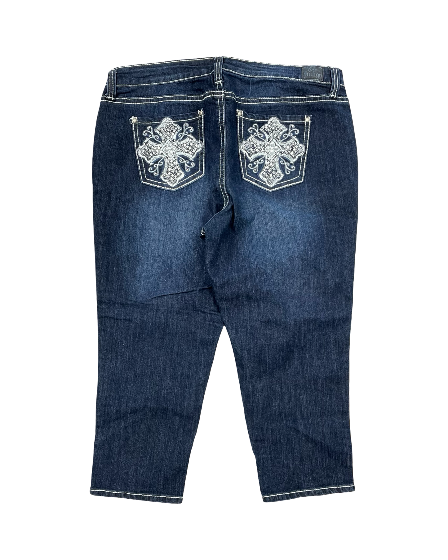 Jeans Cropped By Love Indigo In Blue Denim, Size:22