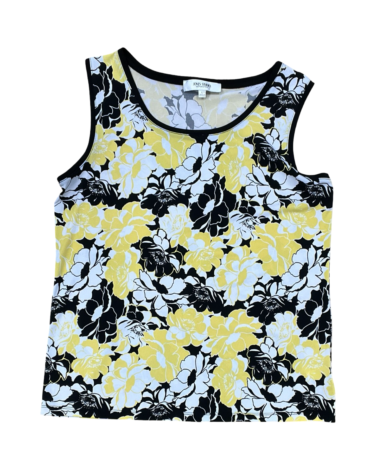 Top Sleeveless By Jones Studio In Black & Yellow, Size:L