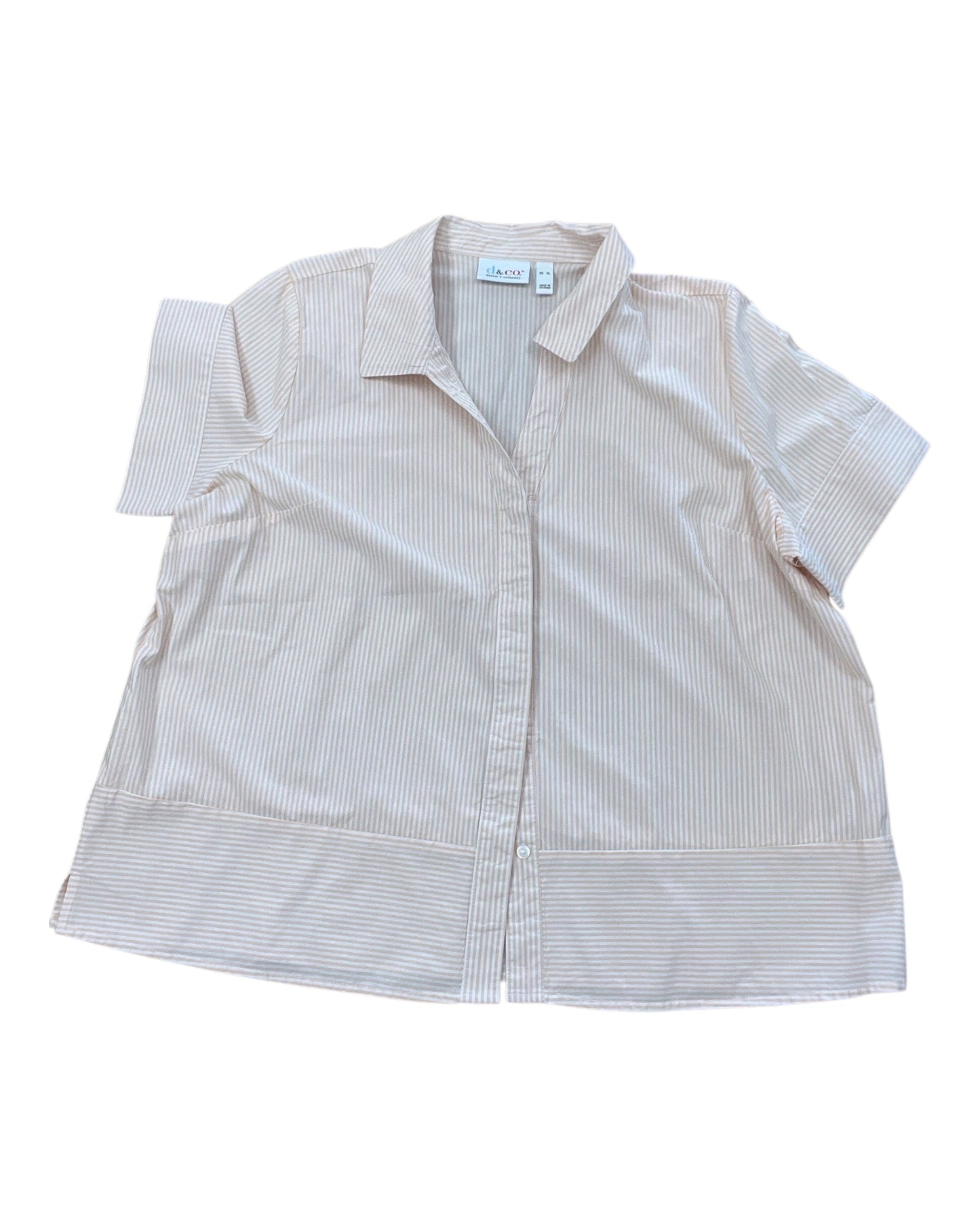 Blouse Ss By D&Co. In Peach, Size:Xl
