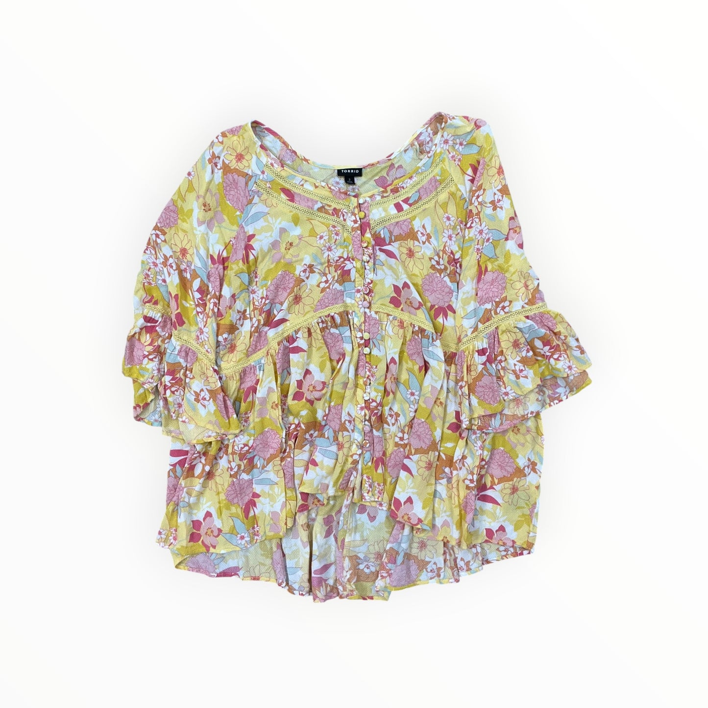 Top 3/4 Sleeve By Torrid In Yellow, Size:3X