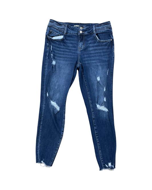 Jeans Skinny By Kancan In Blue Denim, Size:14