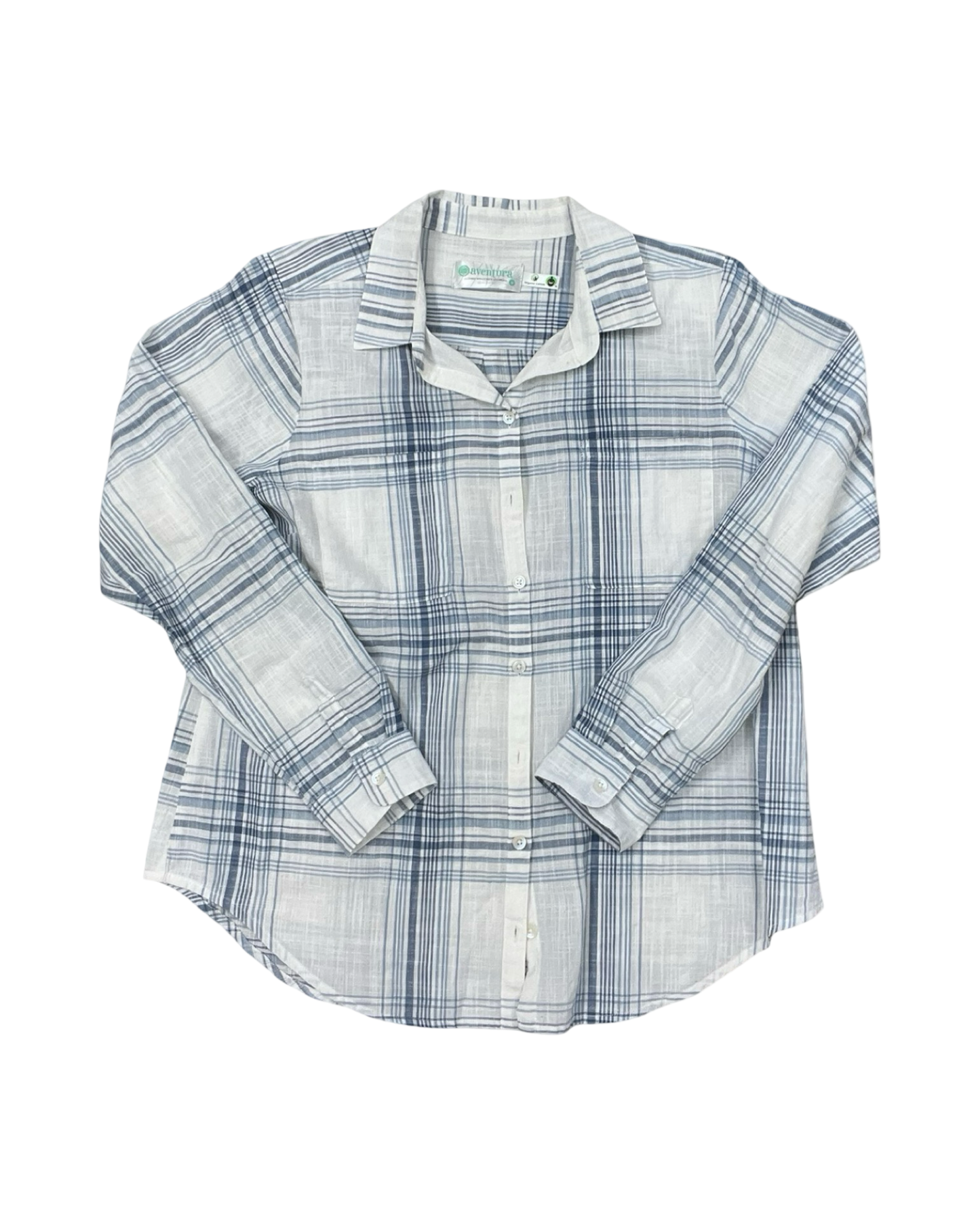 Blouse Ls By Aventura In Blue & White, Size:M