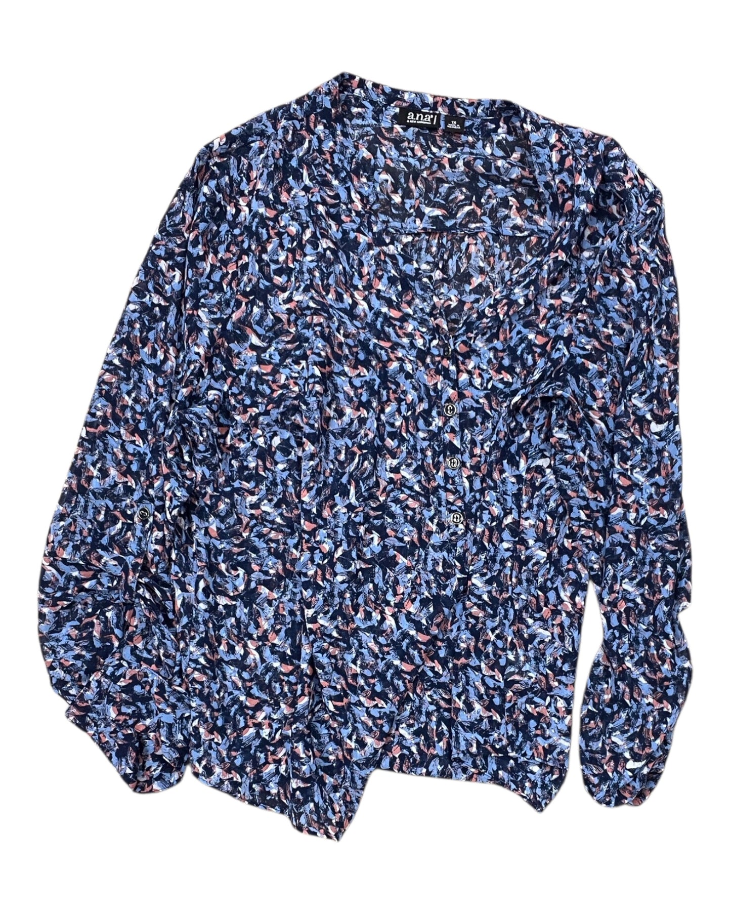 Top 3/4 Sleeve By Ana In Blue, Size:1X
