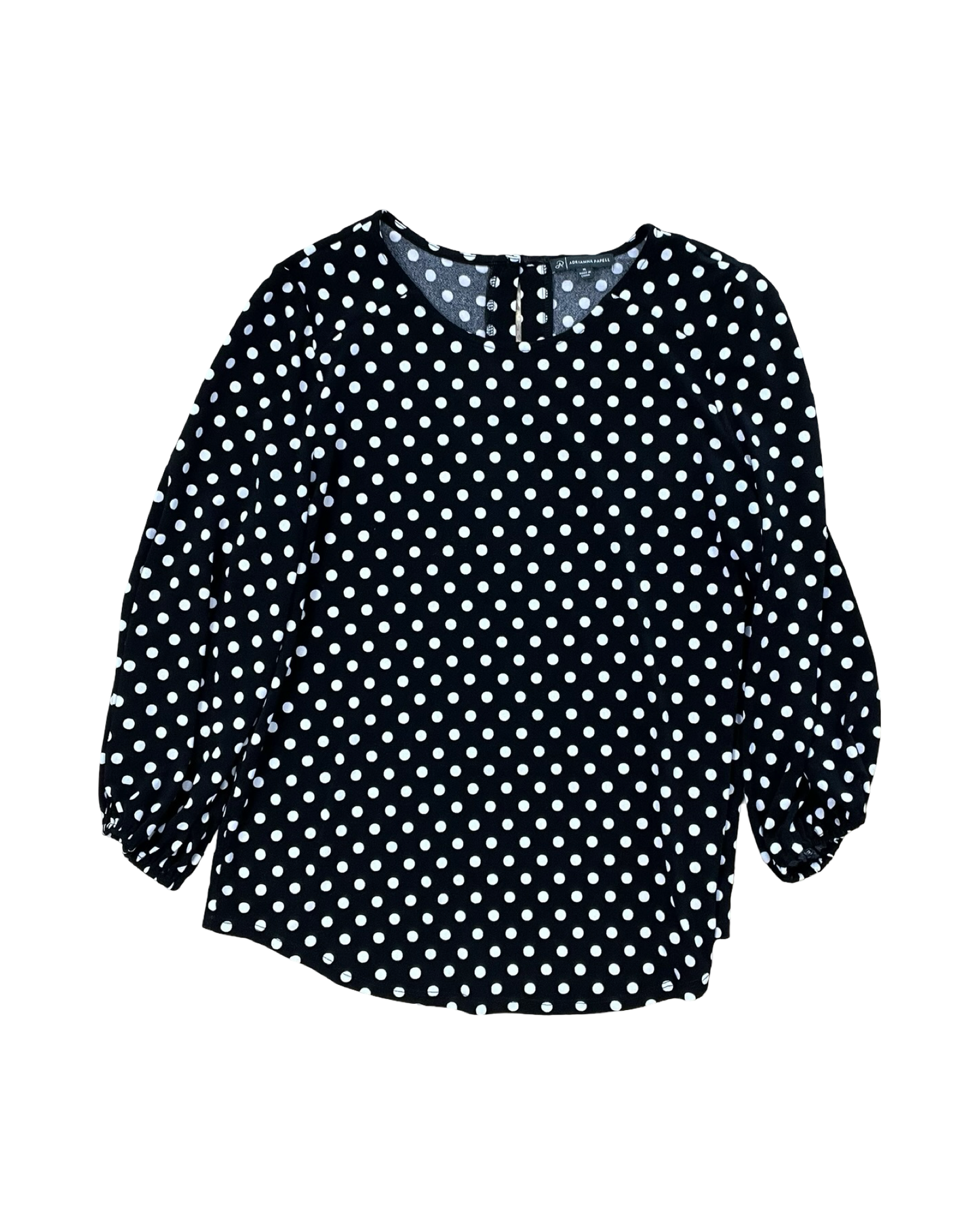 Top 3/4 Sleeve By Adrianna Papell In Black & White, Size:M