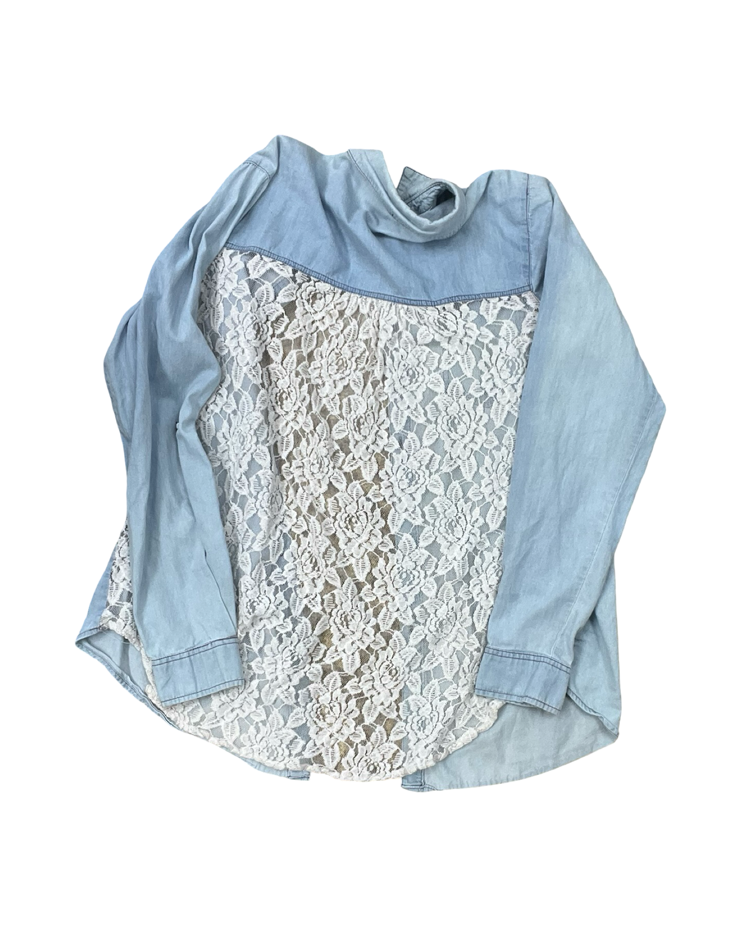 Blouse Ls By Rue 21 In Blue Denim, Size:L