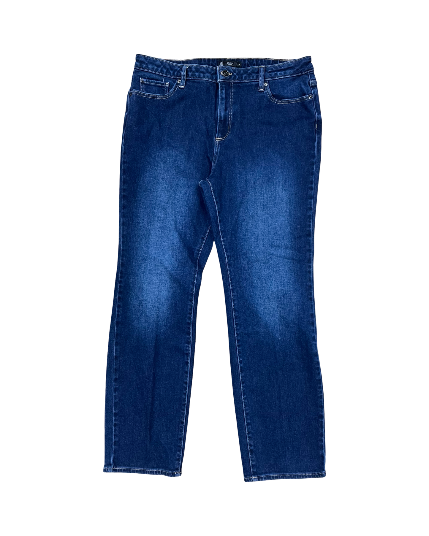 Jeans Straight By Members Mark In Blue Denim, Size:14
