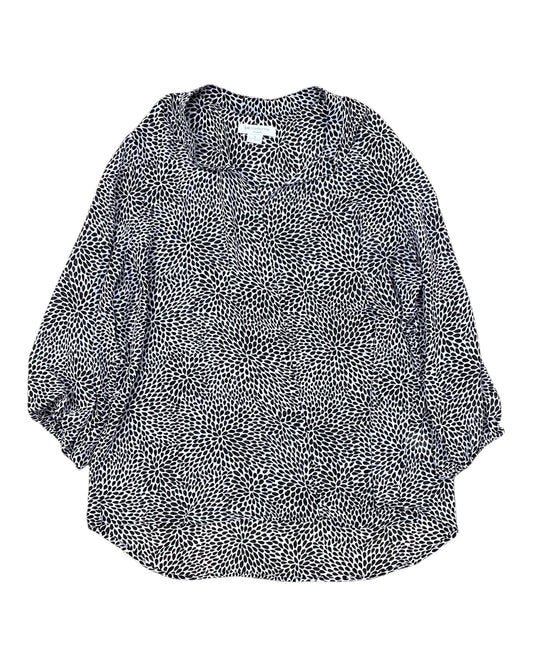 Top 3/4 Sleeve By Liz Claiborne In Black & White, Size:1X