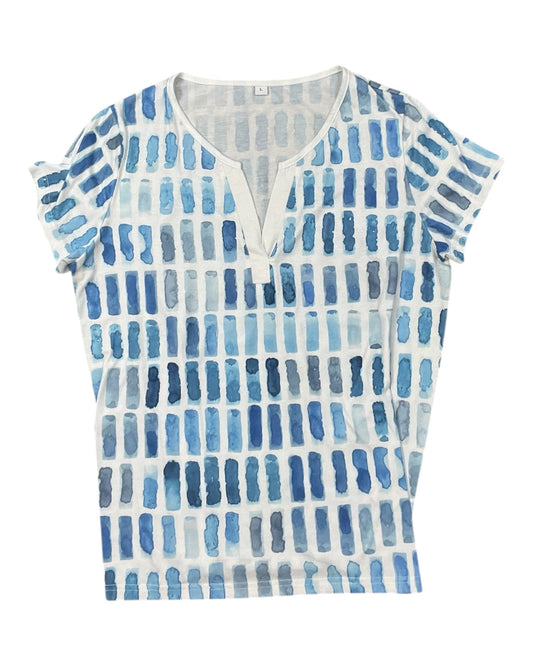 Top Ss By Clothes Mentor In Blue & White, Size:L