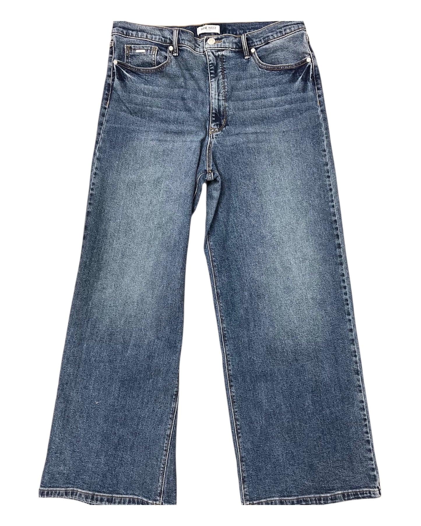 Jeans Wide Leg By Nine West In Blue Denim, Size:14