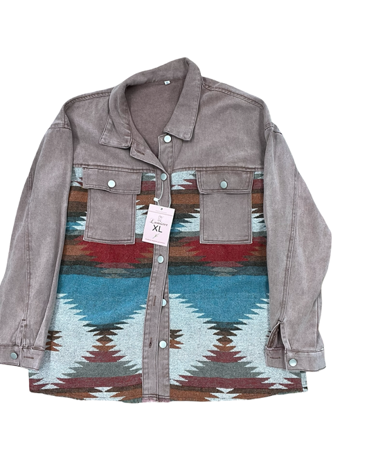 Jacket Shirt By Clothes Mentor In Brown, Size:Xl