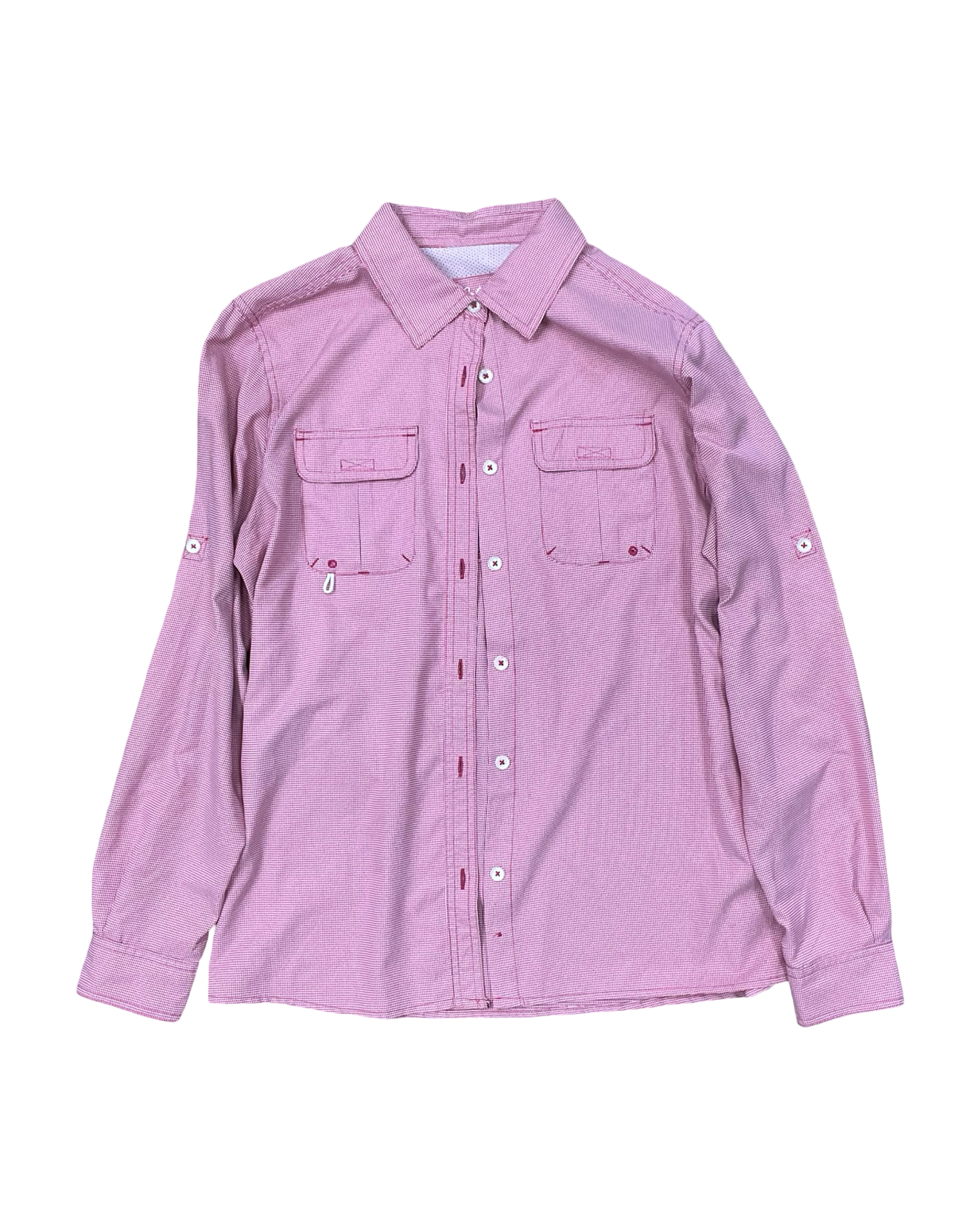 Blouse Ls By Cabelas In Pink & White, Size:M