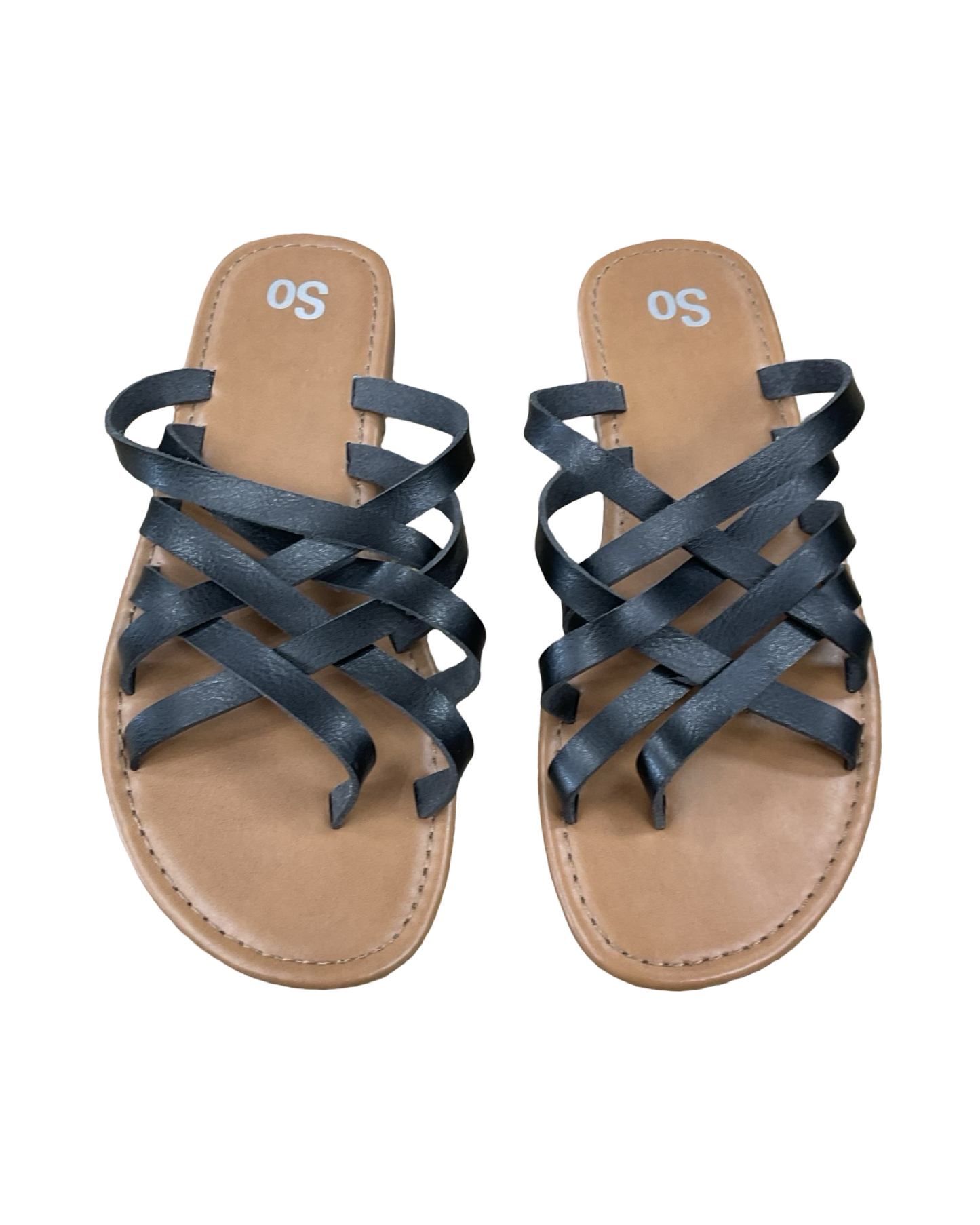 Sandals Flats By So In Black, Size:8