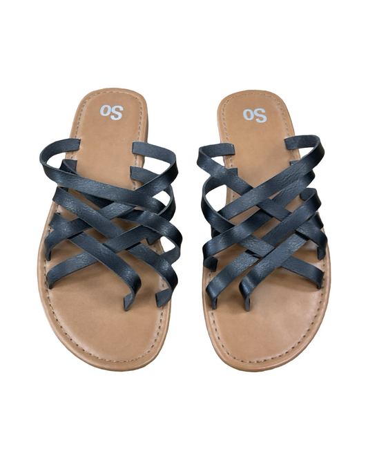 Sandals Flats By So In Black, Size:8