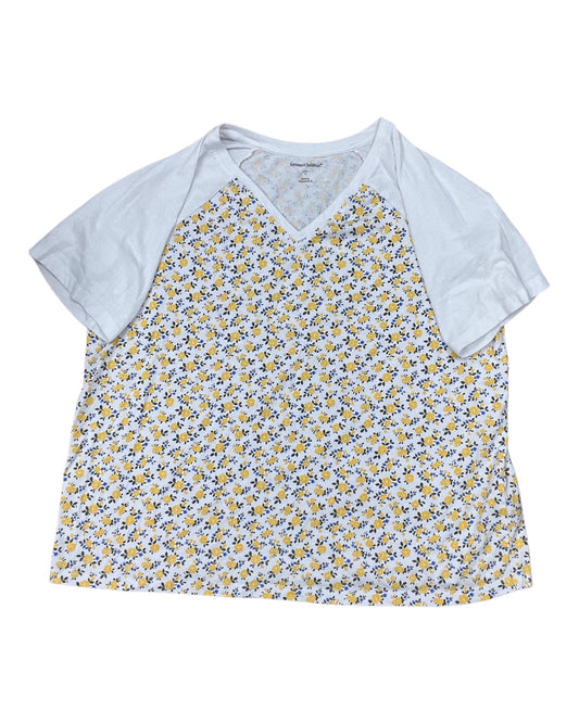 Top Ss By Woman Within In White & Yellow, Size:2X