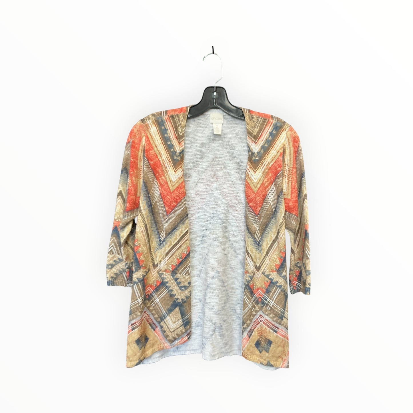 Cardigan By Chicos In Orange & Tan, Size:S