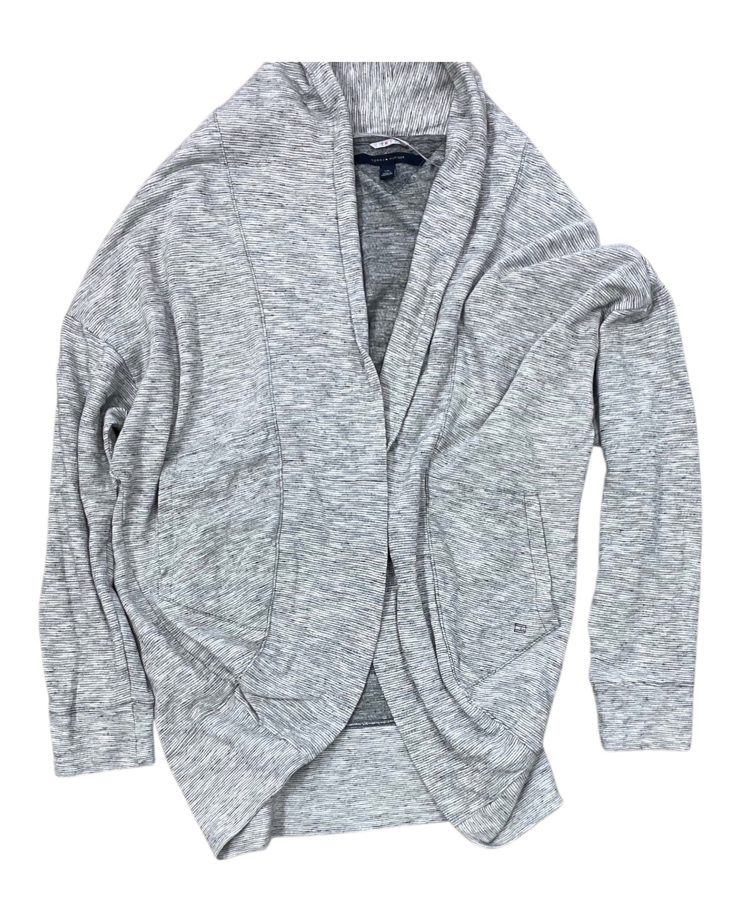 Athletic Jacket By Tommy Hilfiger In Grey, Size:L