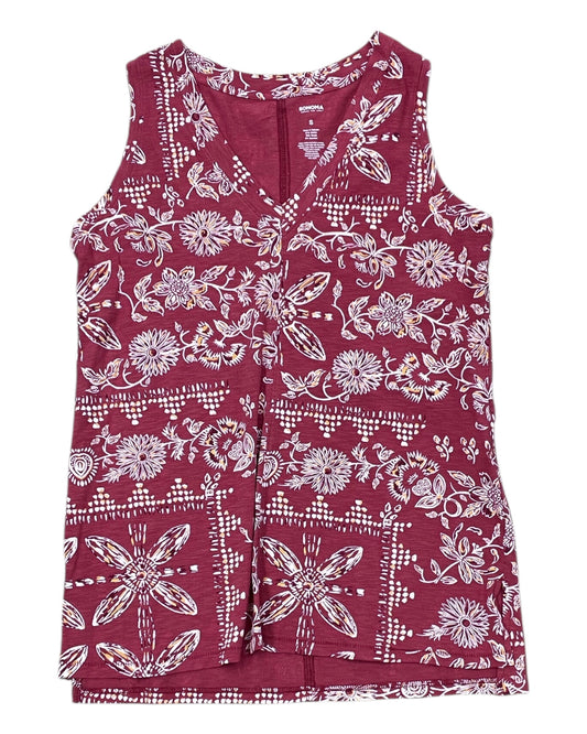 Top Sleeveless By Sonoma In Red & Yellow, Size:S
