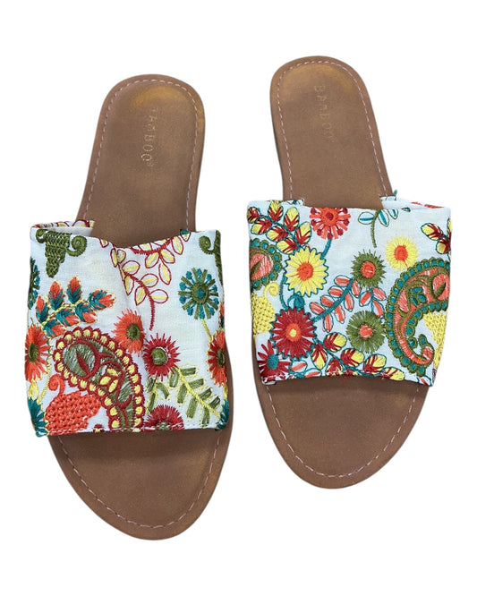 Sandals Flats By Bamboo In Cream & Orange, Size:8
