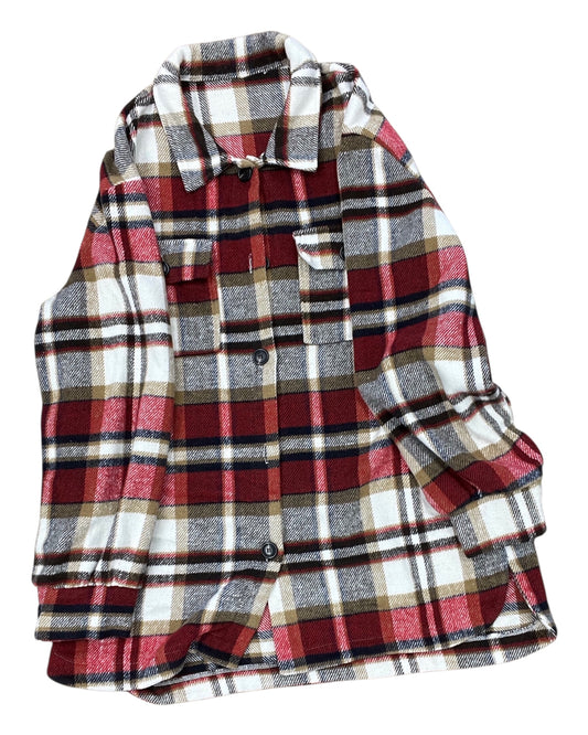 Jacket Shirt By Clothes Mentor In Red & White, Size:Xl