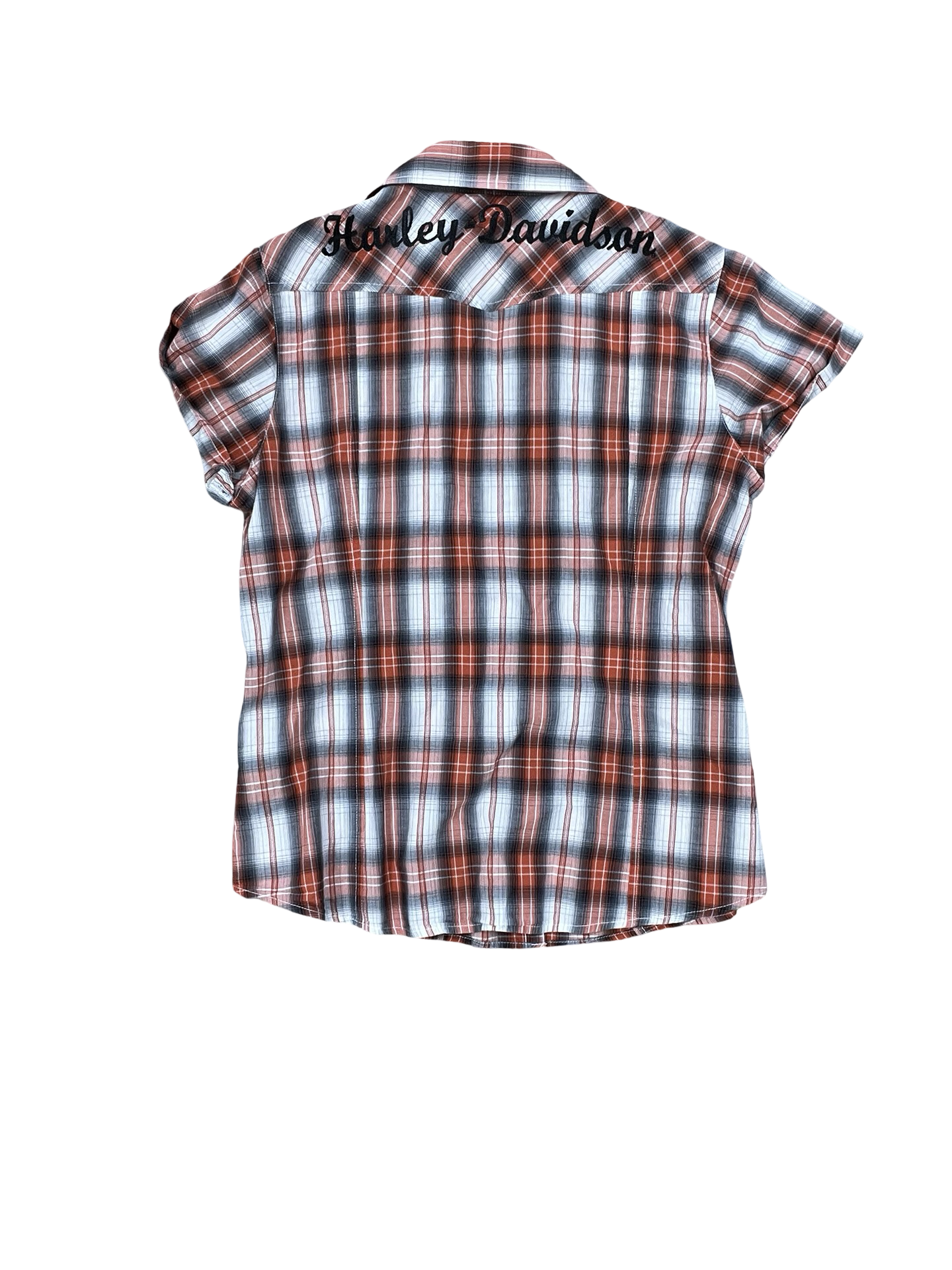 Blouse Ss By Harley Davidson In Black & Orange, Size:L