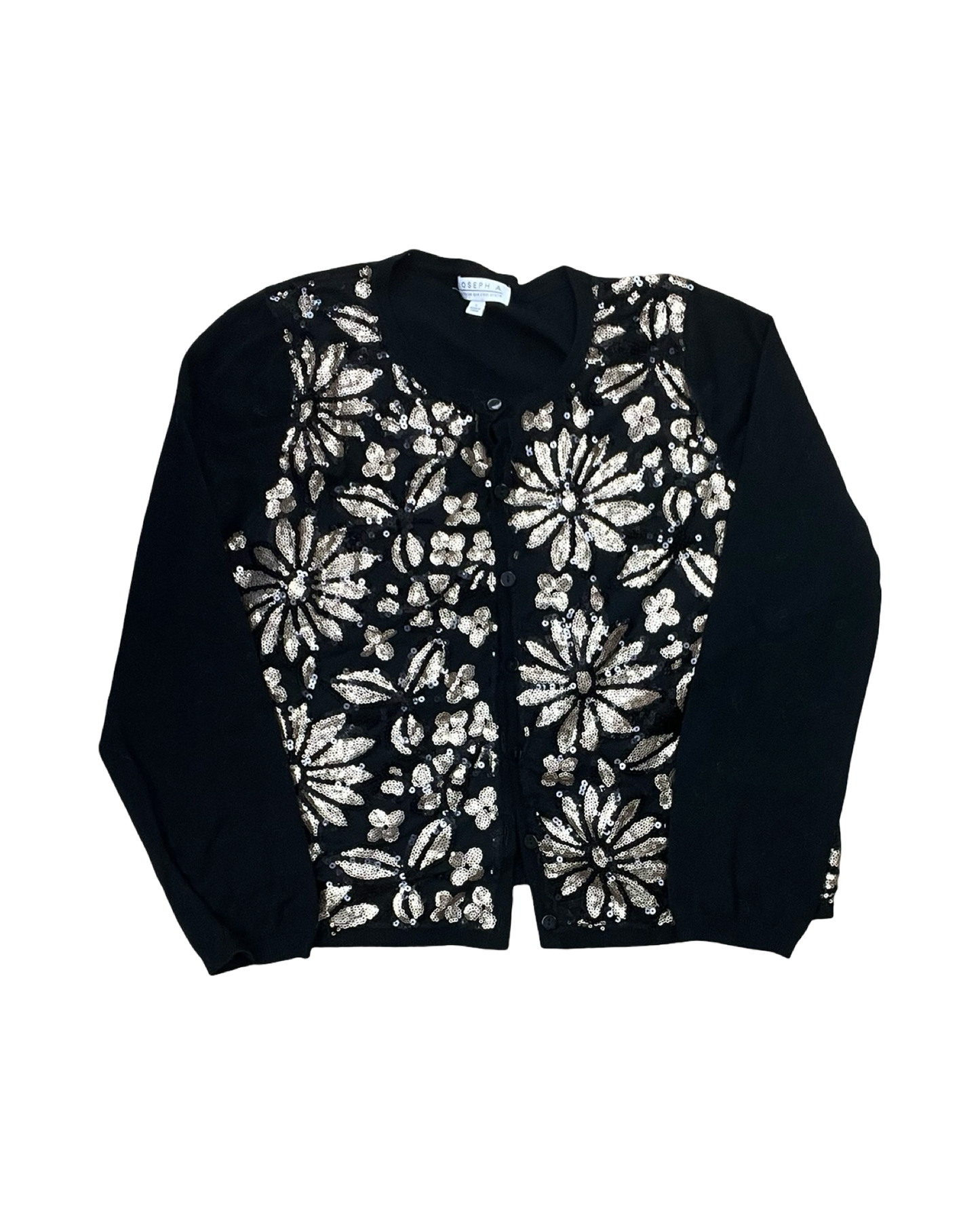 Cardigan By Joseph A. In Black & Gold, Size:L