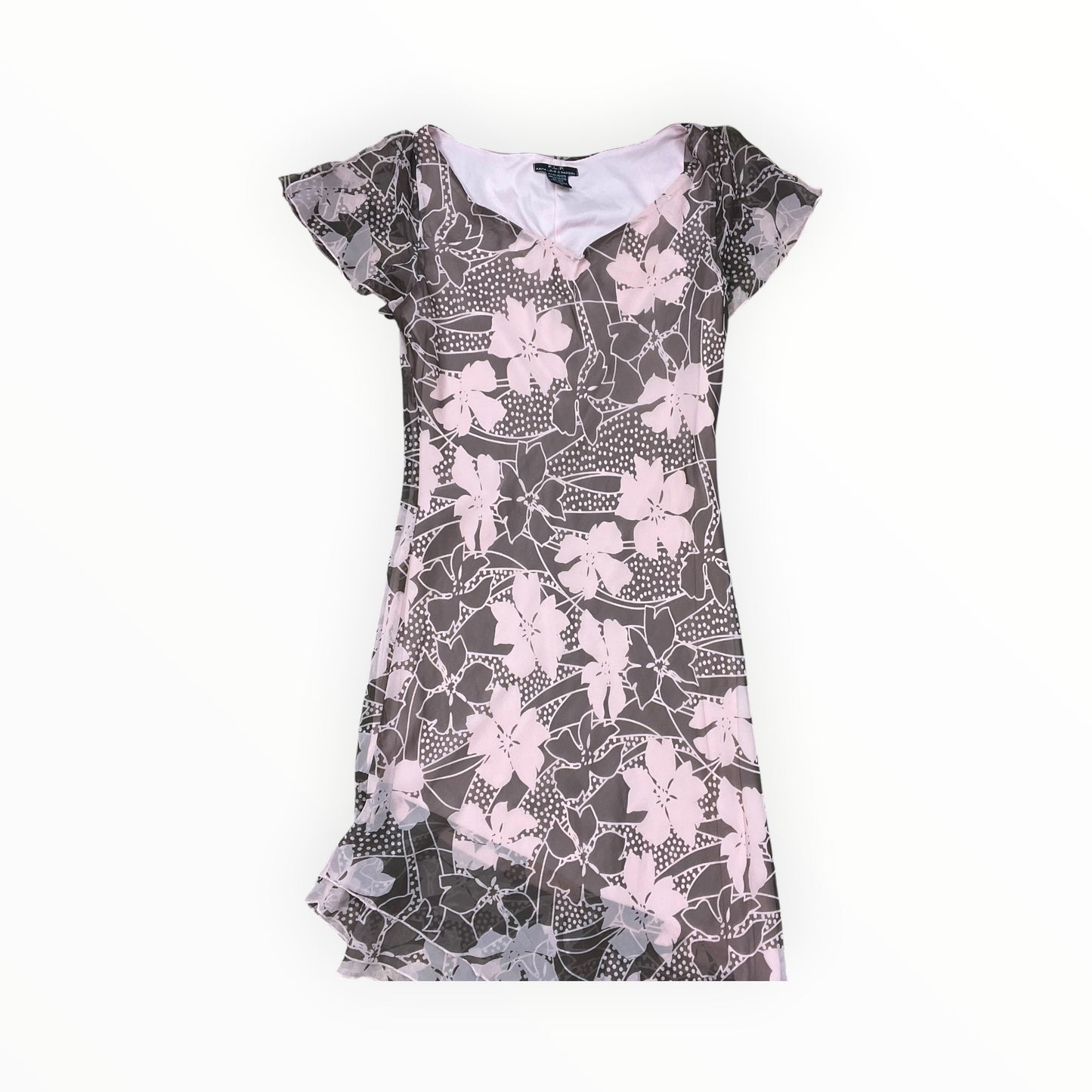 Dress Casual Midi By Clothes Mentor In Pink & Tan, Size:L