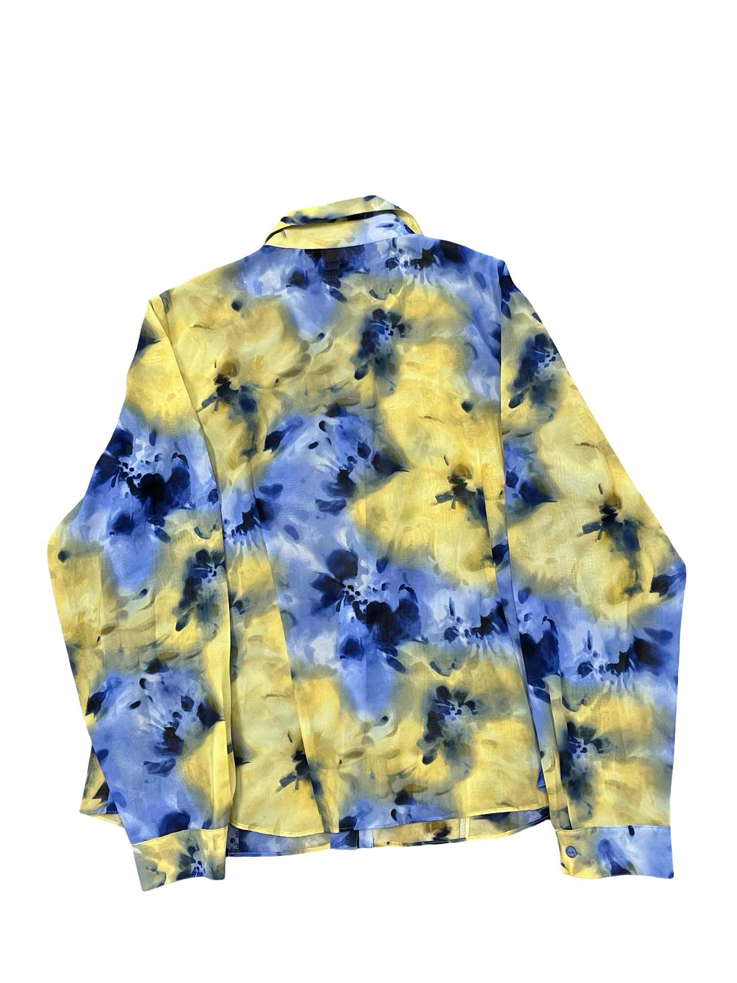 Blouse Ls By Evan-Picone In Blue & Yellow, Size:Xl