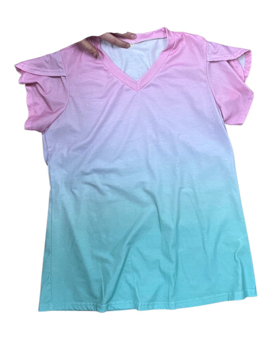 Top Ss By Clothes Mentor In Green & Pink, Size:M