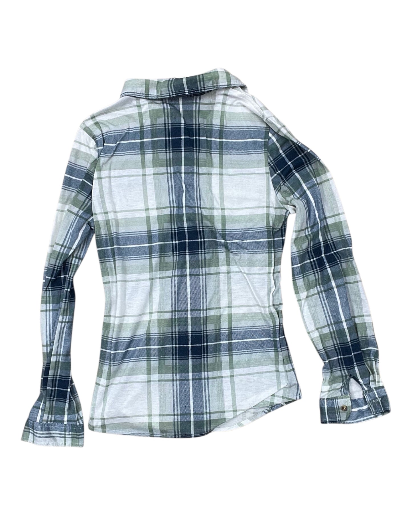 Blouse Ls By Passport In Blue & Green, Size:M
