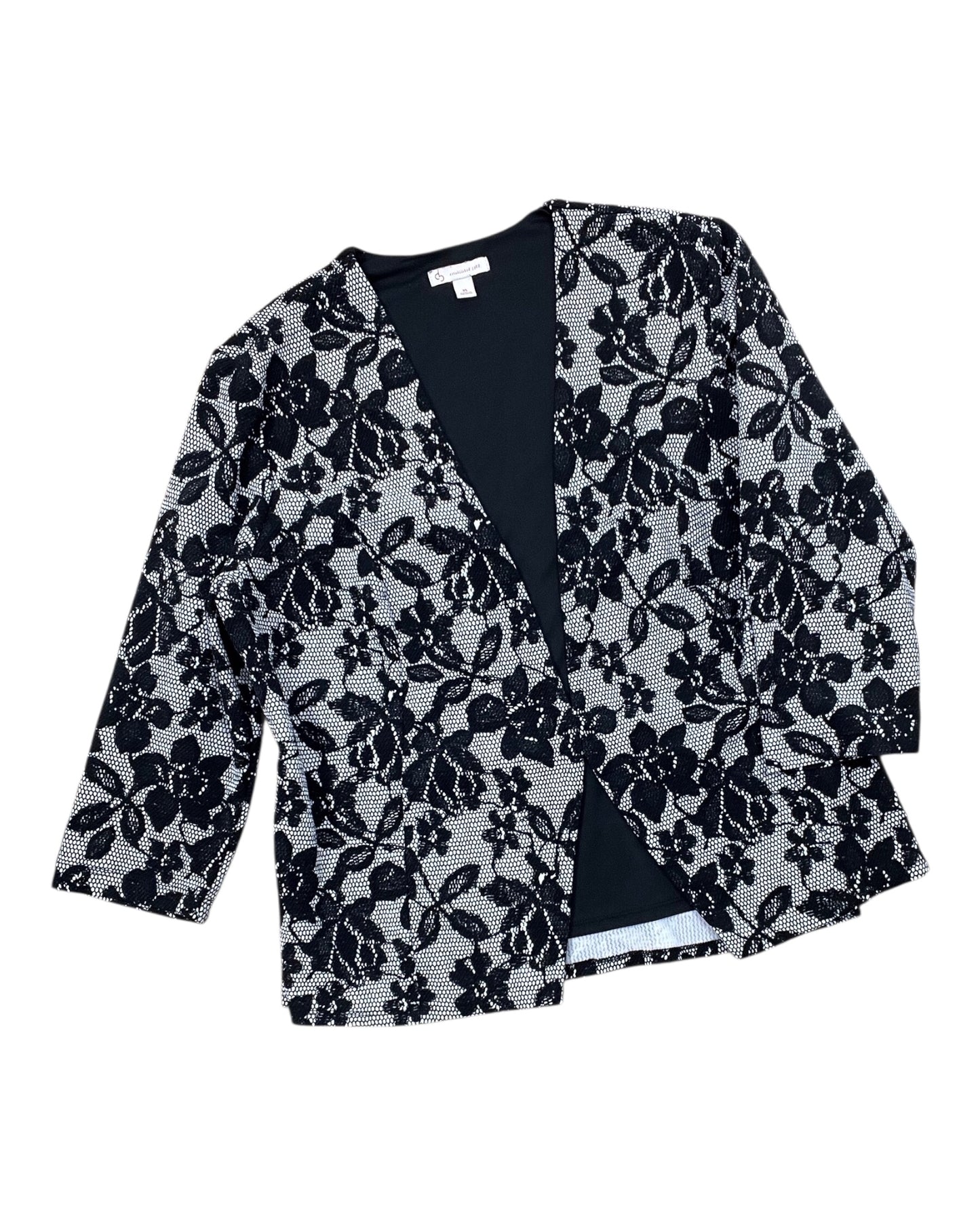 Cardigan By Cb Studio In Black & White, Size:Xl
