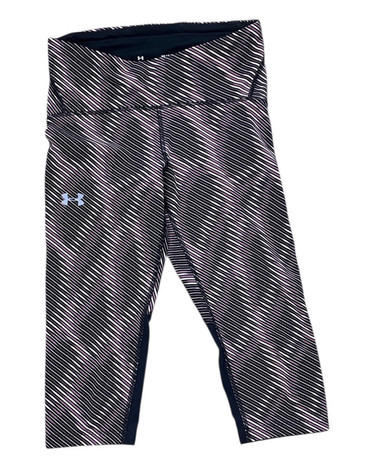 Athletic Leggings Capris By Under Armour In Black & Pink, Size:M