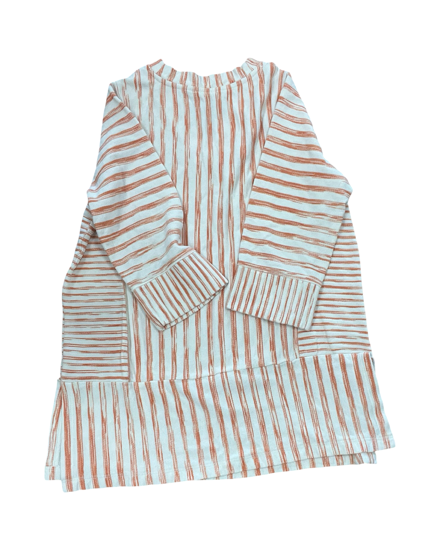 Top 3/4 Sleeve By Soft Surroundings In Cream & Orange, Size:1X