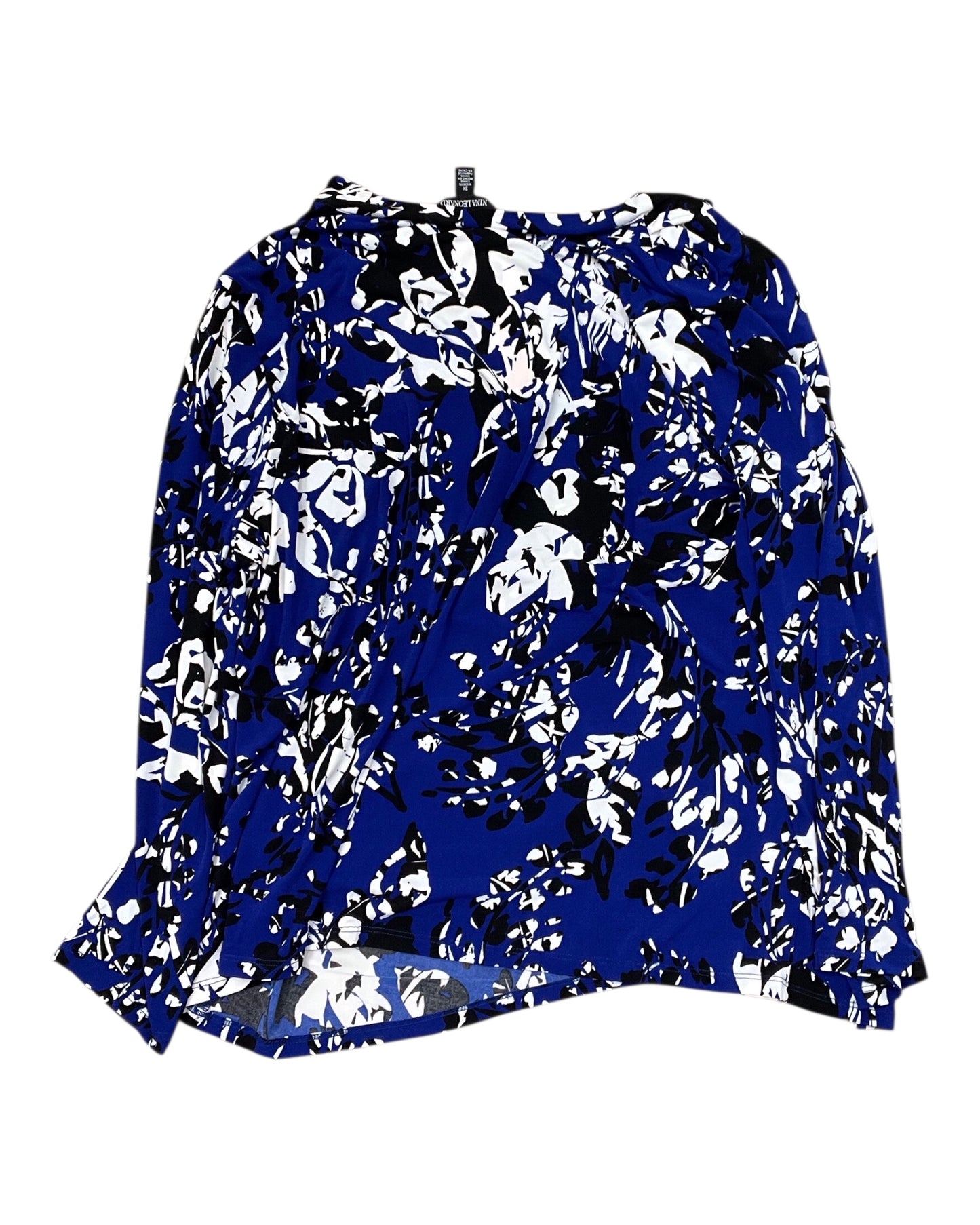 Top 3/4 Sleeve By Nina Leonard In Black & Blue, Size:3X