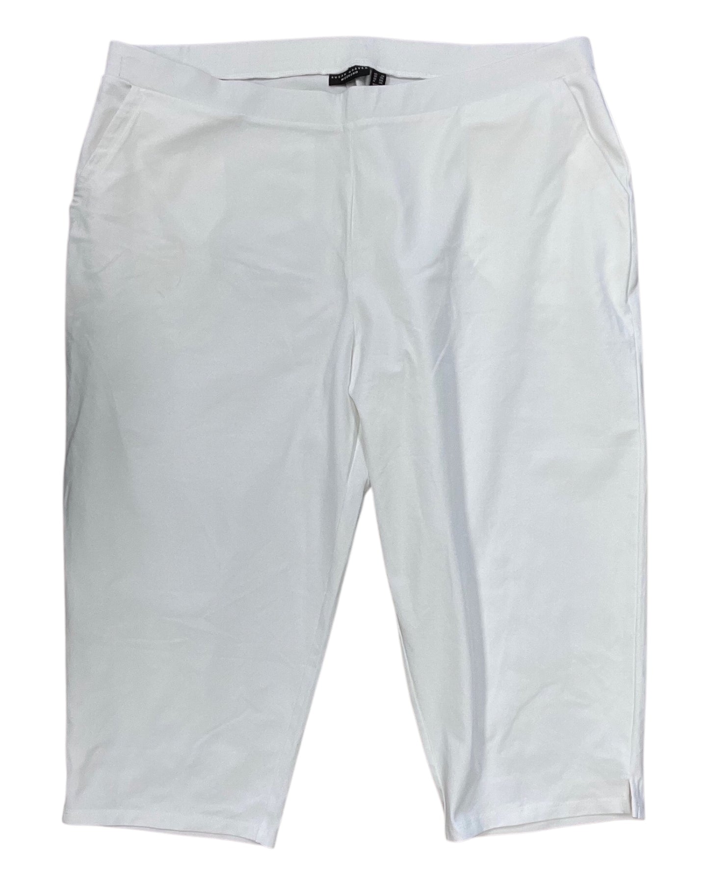Pants Cropped By Susan Graver In White, Size:2X